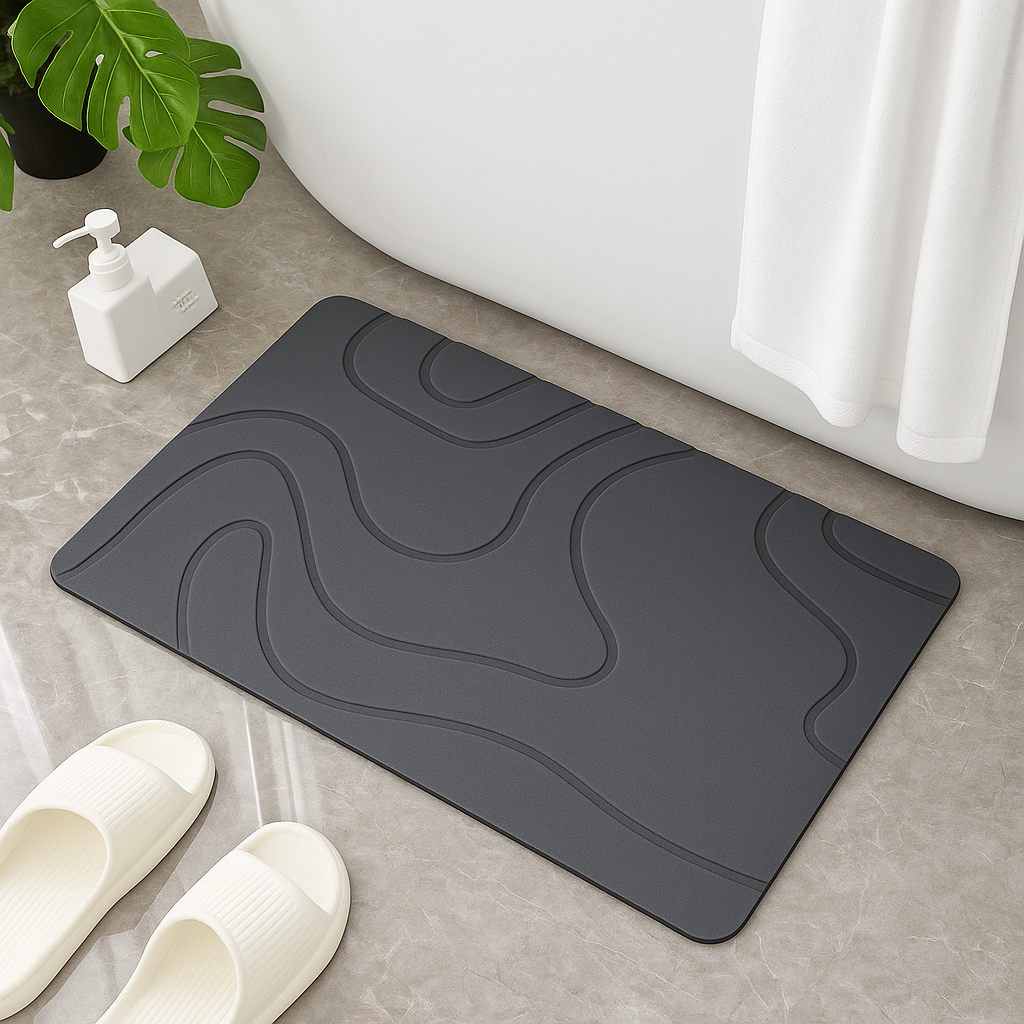 Tapis de Bain Antidérapant – Design Ondulé - Diatomite™