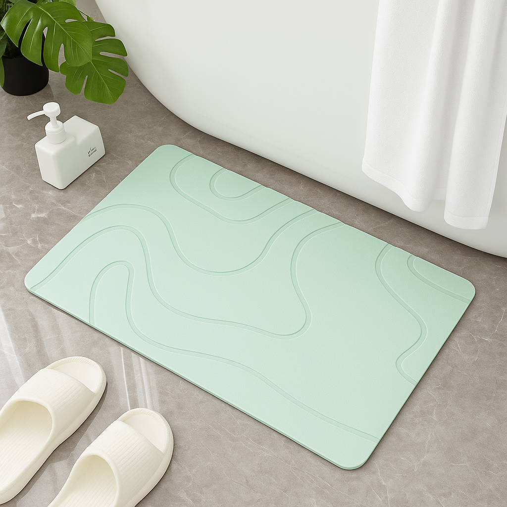 Tapis de Bain Antidérapant – Design Ondulé - Diatomite™